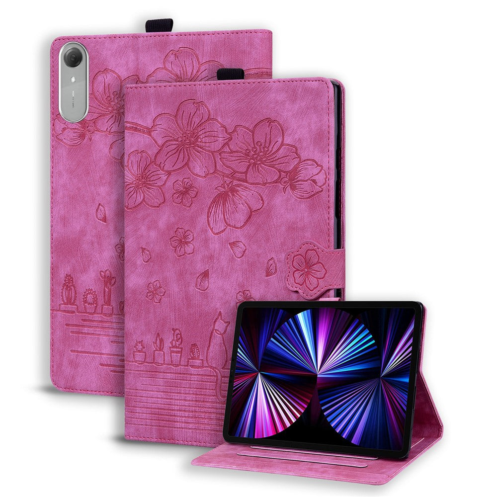 For Lenovo Idea Tab Pro Gen 2 Case Card Slots Leather Tablet Stand Folio Cover Flower Cat
