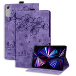 For Lenovo Idea Tab Pro Gen 2 Case Card Slots Leather Tablet Stand Folio Cover Flower Cat