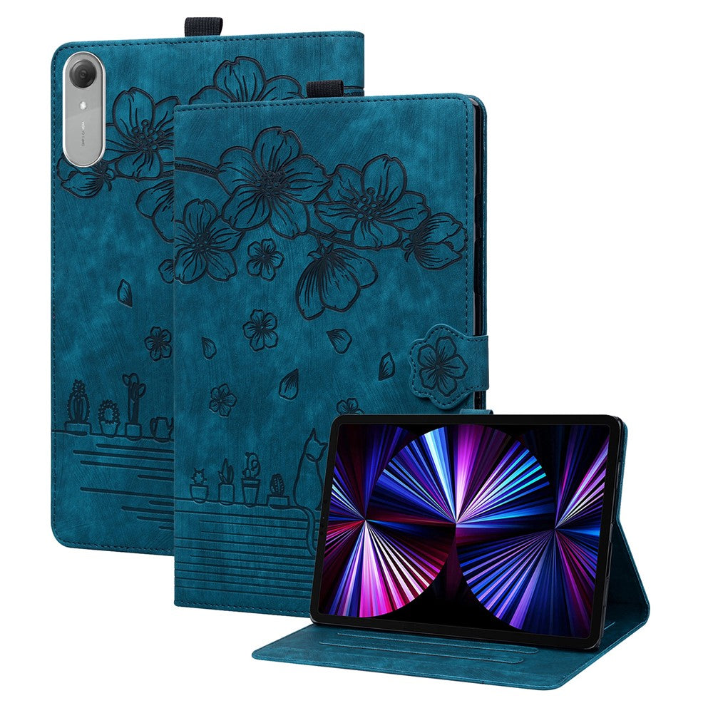 For Lenovo Idea Tab Pro Gen 2 Case Card Slots Leather Tablet Stand Folio Cover Flower Cat