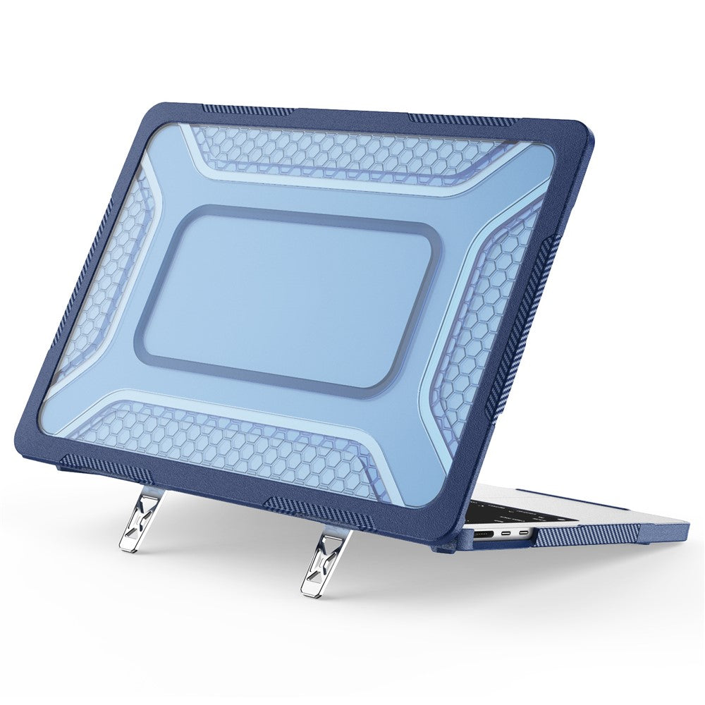 Beskyttende etui med metalstøtte til MacBook Air 13 tommer (2026) / (2025) / (2024) / (2022), bikageformet køledesign til PC + TPU-computere