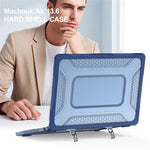 Beskyttende etui med metalstøtte til MacBook Air 13 tommer (2026) / (2025) / (2024) / (2022), bikageformet køledesign til PC + TPU-computere