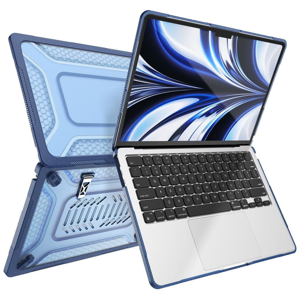 Beskyttende etui med metalstøtte til MacBook Air 13 tommer (2026) / (2025) / (2024) / (2022), bikageformet køledesign til PC + TPU-computere
