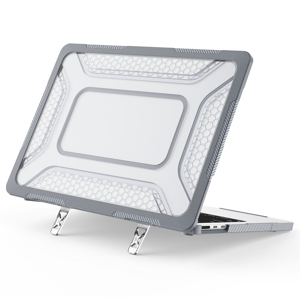 Beskyttende etui med metalstøtte til MacBook Air 13 tommer (2026) / (2025) / (2024) / (2022), bikageformet køledesign til PC + TPU-computere
