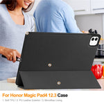 For Honor MagicPad 3 Pro 12.3  /  MagicPad 4 PU Leather Tri-fold Stand Tablet Case Smart Auto Wake  /  Sleep Folio Cover
