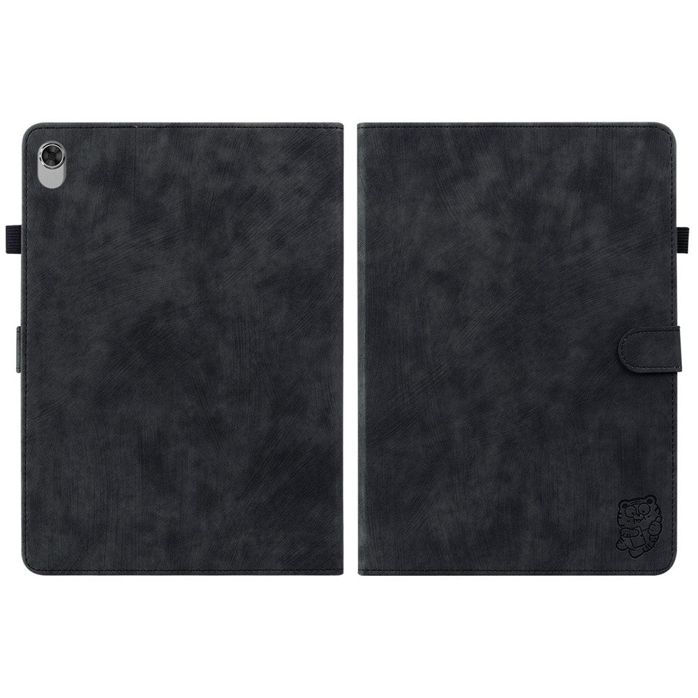 For Lenovo M10 Plus Shockproof Tablet Case with Card Slot Cute Tiger Pattern Imprinted Stand Shell TPU+PU Leather Anti-Drop Cover