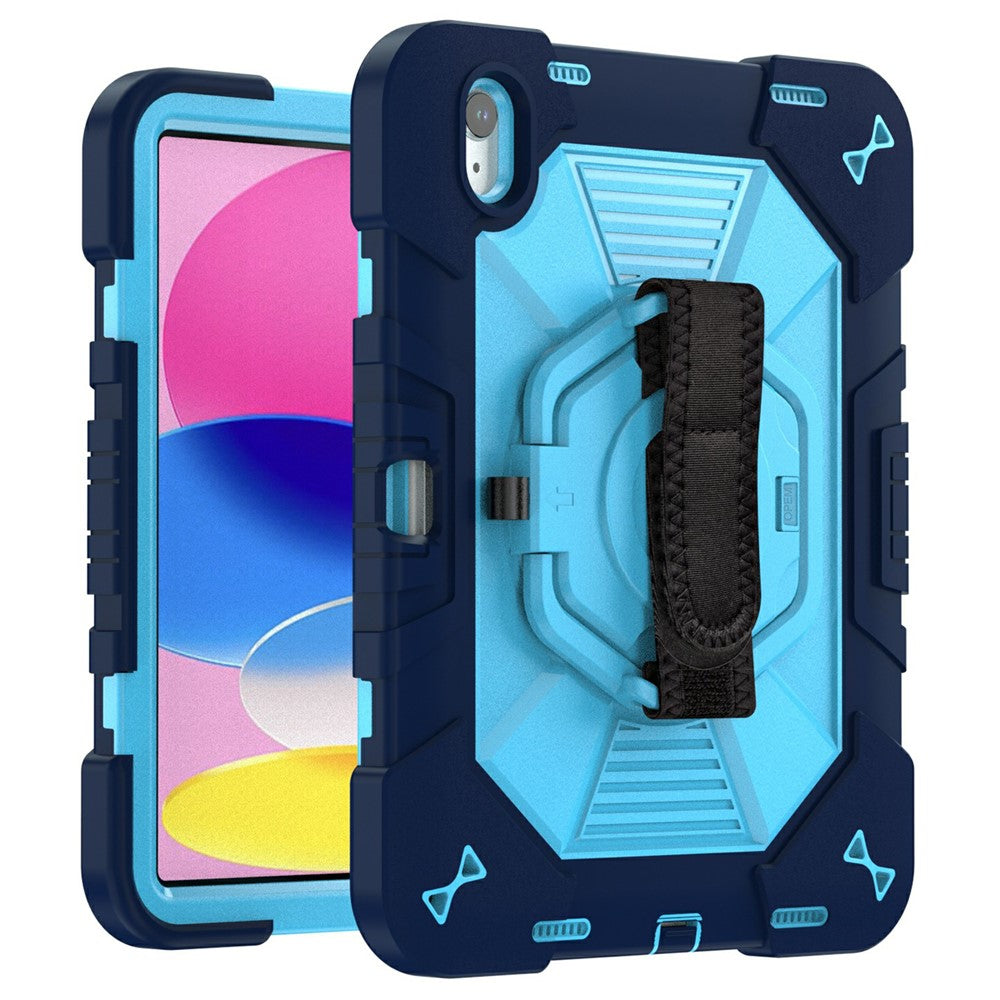 For iPad (2025) / iPad 10.9 (2022) Case Kickstand PC + Silicone Tablet Cover with Shoulder Strap / Pen Holder