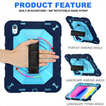 For iPad (2025) / iPad 10.9 (2022) Case Kickstand PC + Silicone Tablet Cover with Shoulder Strap / Pen Holder