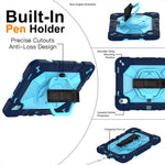 For iPad (2025) / iPad 10.9 (2022) Case Kickstand PC + Silicone Tablet Cover with Shoulder Strap / Pen Holder