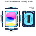 For iPad (2025) / iPad 10.9 (2022) Case Kickstand PC + Silicone Tablet Cover with Shoulder Strap / Pen Holder