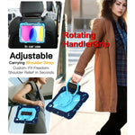 For iPad (2025) / iPad 10.9 (2022) Case Kickstand PC + Silicone Tablet Cover with Shoulder Strap / Pen Holder