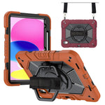 For iPad (2025) / iPad 10.9 (2022) Case Kickstand PC + Silicone Tablet Cover with Shoulder Strap / Pen Holder