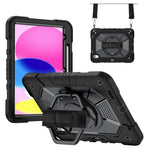 For iPad (2025) / iPad 10.9 (2022) Case Kickstand PC + Silicone Tablet Cover with Shoulder Strap / Pen Holder