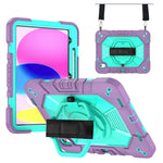 For iPad (2025) / iPad 10.9 (2022) Case Kickstand PC + Silicone Tablet Cover with Shoulder Strap / Pen Holder