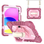 For iPad (2025) / iPad 10.9 (2022) Case Kickstand PC + Silicone Tablet Cover with Shoulder Strap / Pen Holder