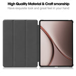 For Oppo Pad 5 Pro / OnePlus Pad 4 PU Leather Tablet Case Anti-drop Tri-Fold Stand Slim Protective Cover