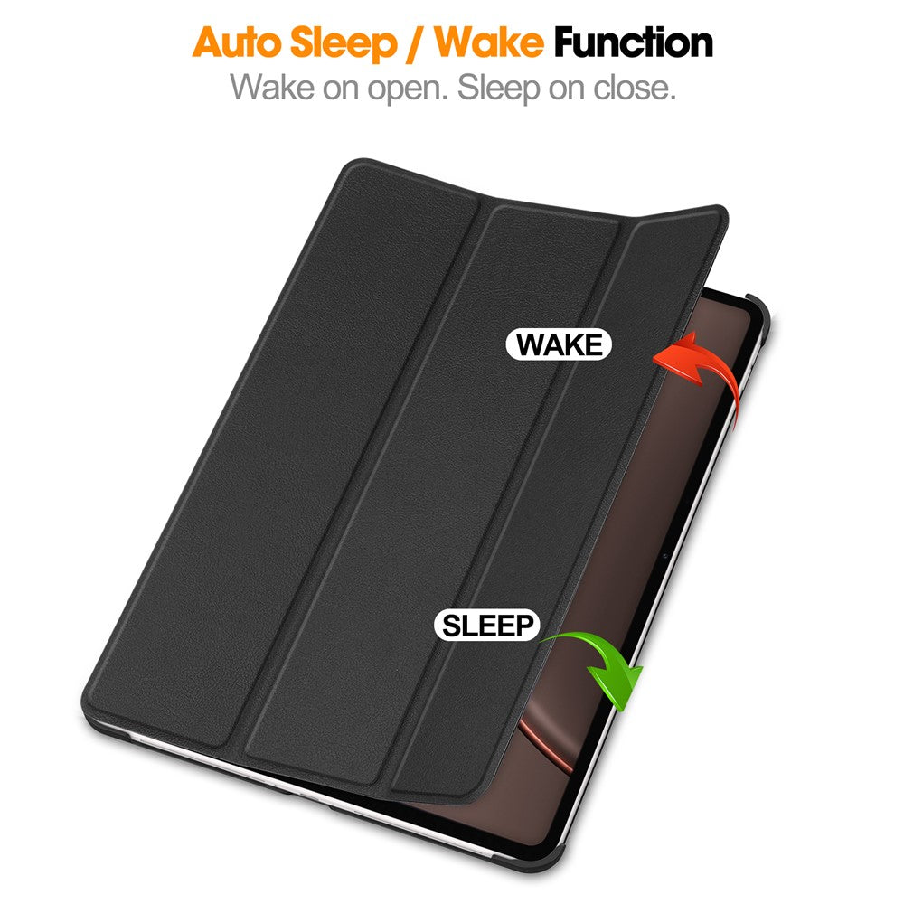 For Oppo Pad 5 Pro / OnePlus Pad 4 PU Leather Tablet Case Anti-drop Tri-Fold Stand Slim Protective Cover