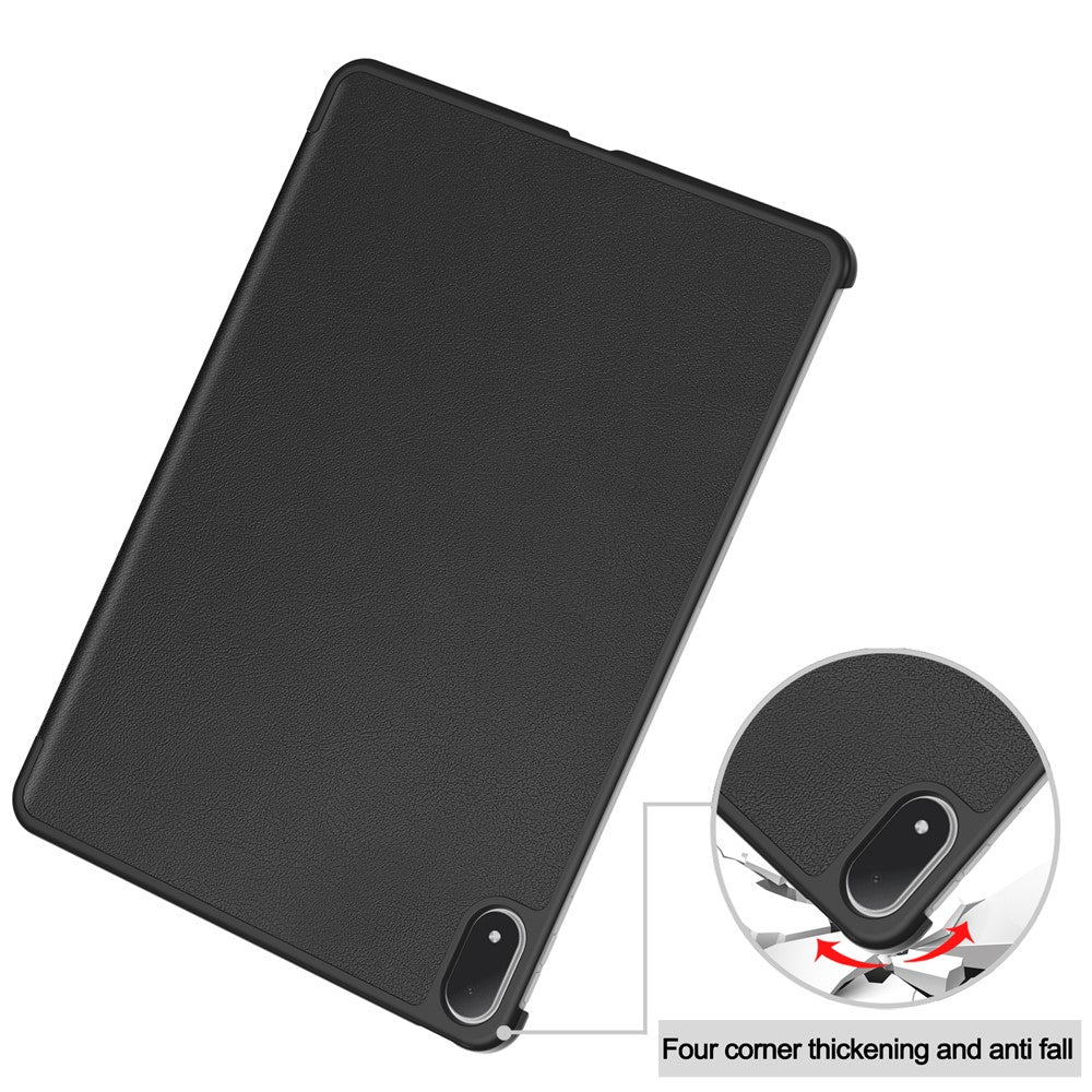 For Oppo Pad 5 Pro / OnePlus Pad 4 PU Leather Tablet Case Anti-drop Tri-Fold Stand Slim Protective Cover