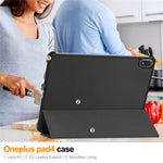 For Oppo Pad 5 Pro / OnePlus Pad 4 PU Leather Tablet Case Anti-drop Tri-Fold Stand Slim Protective Cover