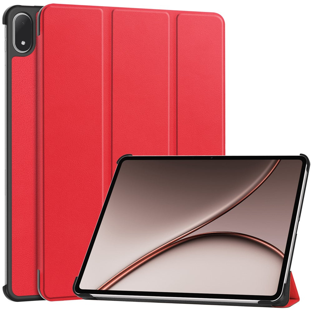 For Oppo Pad 5 Pro / OnePlus Pad 4 PU Leather Tablet Case Anti-drop Tri-Fold Stand Slim Protective Cover
