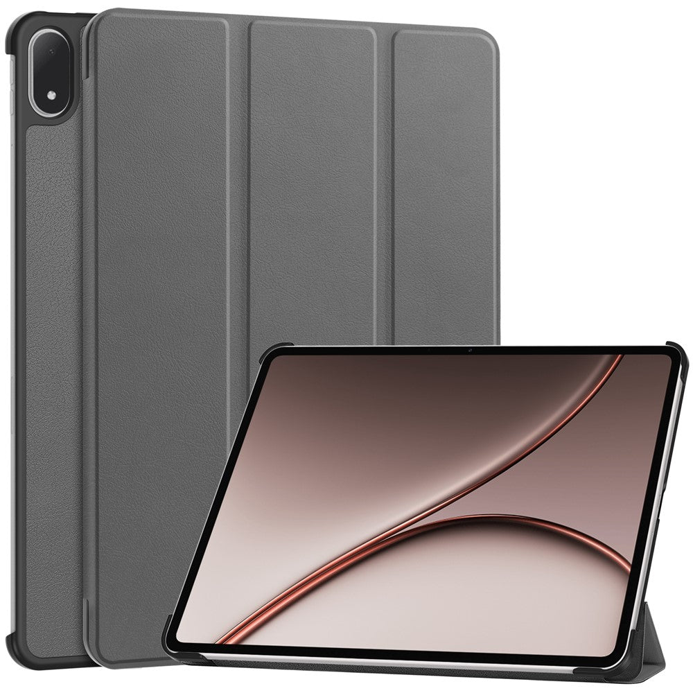 For Oppo Pad 5 Pro / OnePlus Pad 4 PU Leather Tablet Case Anti-drop Tri-Fold Stand Slim Protective Cover