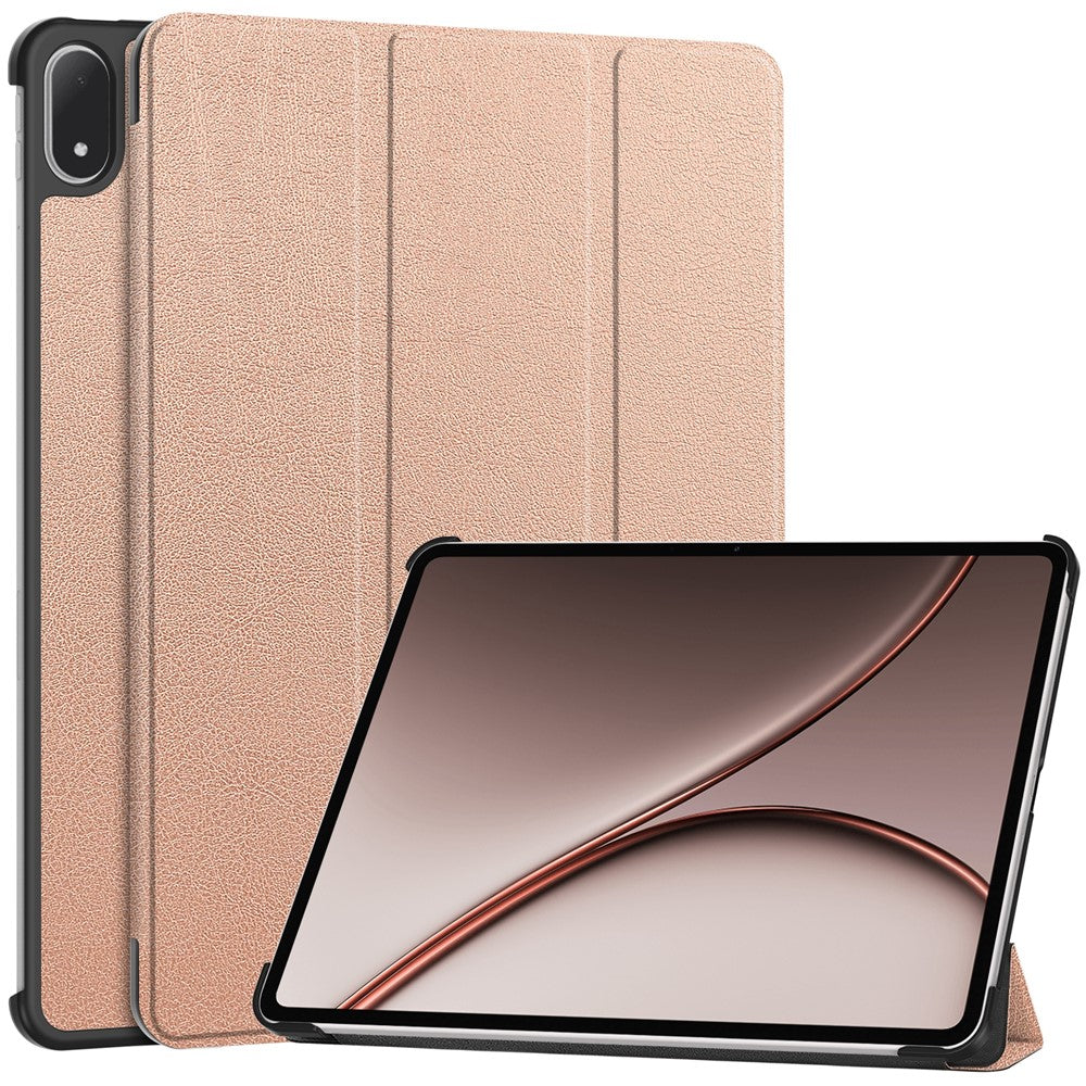 For Oppo Pad 5 Pro / OnePlus Pad 4 PU Leather Tablet Case Anti-drop Tri-Fold Stand Slim Protective Cover