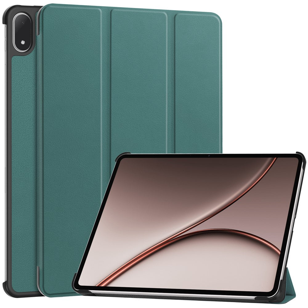 For Oppo Pad 5 Pro / OnePlus Pad 4 PU Leather Tablet Case Anti-drop Tri-Fold Stand Slim Protective Cover