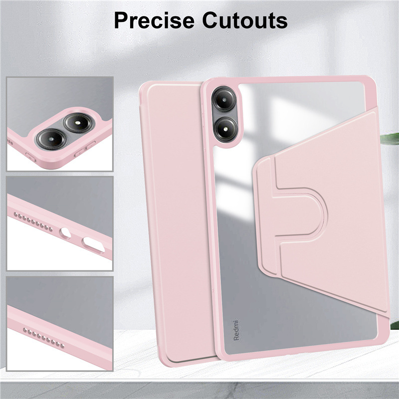 For Xiaomi Redmi Pad 2 Pro Case Rotating Stand PU Leather + TPU + Acrylic with Pencil Holder