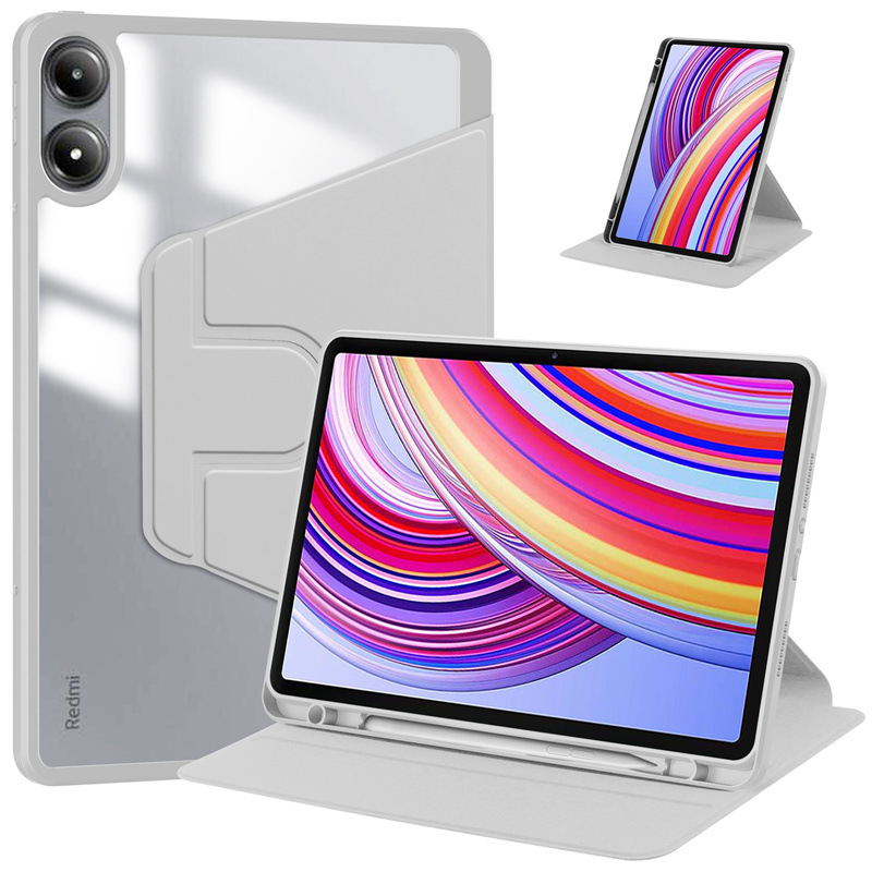 For Xiaomi Redmi Pad 2 Pro Case Rotating Stand PU Leather + TPU + Acrylic with Pencil Holder