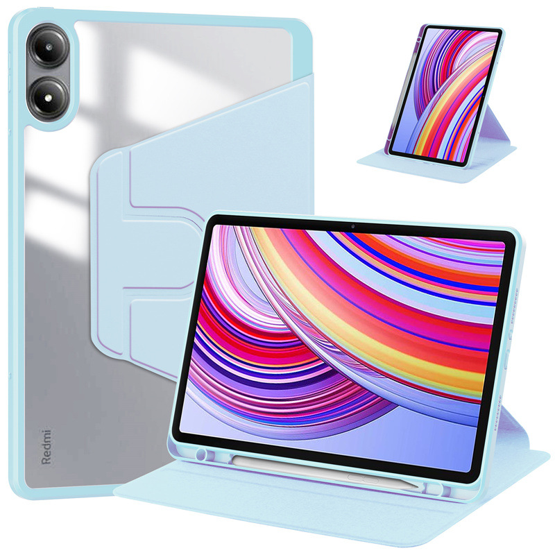 For Xiaomi Poco Pad 4G / Xiaomi Redmi Pad Pro 5G / Xiaomi Redmi Pad Pro Case Rotating Stand PU Leather + TPU + Acrylic with Pencil Holder