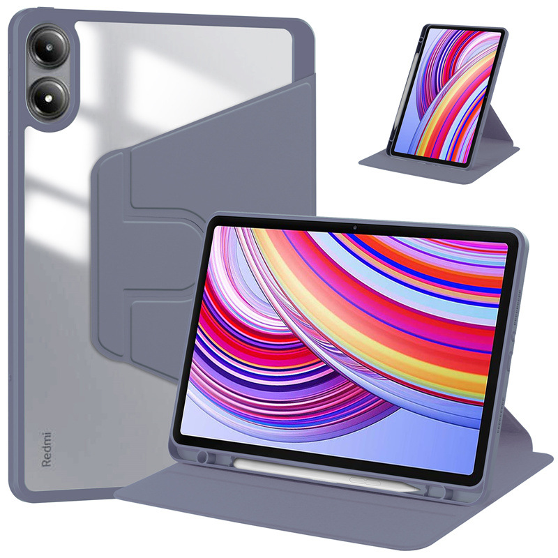 For Xiaomi Poco Pad 4G / Xiaomi Redmi Pad Pro 5G / Xiaomi Redmi Pad Pro Case Rotating Stand PU Leather + TPU + Acrylic with Pencil Holder