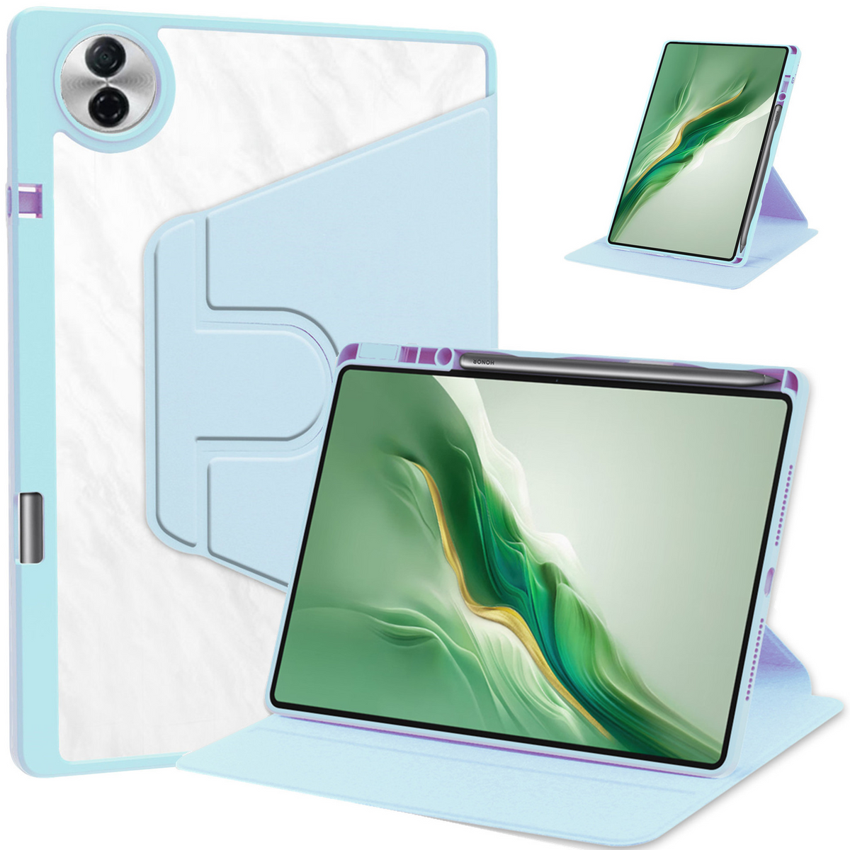 For Honor Pad 10 Case Rotating Stand PU Leather + TPU + Acrylic with Pencil Holder