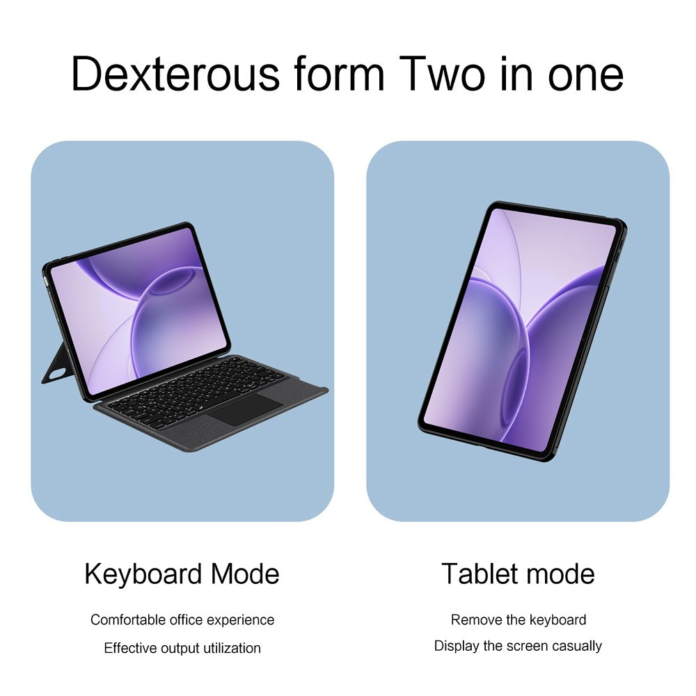 Läderfodral till Oppo Pad 6 + Bluetooth-kompatibelt tangentbord med bakgrundsbelyst styrplatta