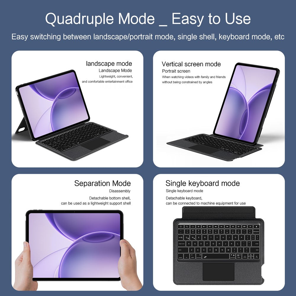 Läderfodral till Oppo Pad 6 + Bluetooth-kompatibelt tangentbord med bakgrundsbelyst styrplatta