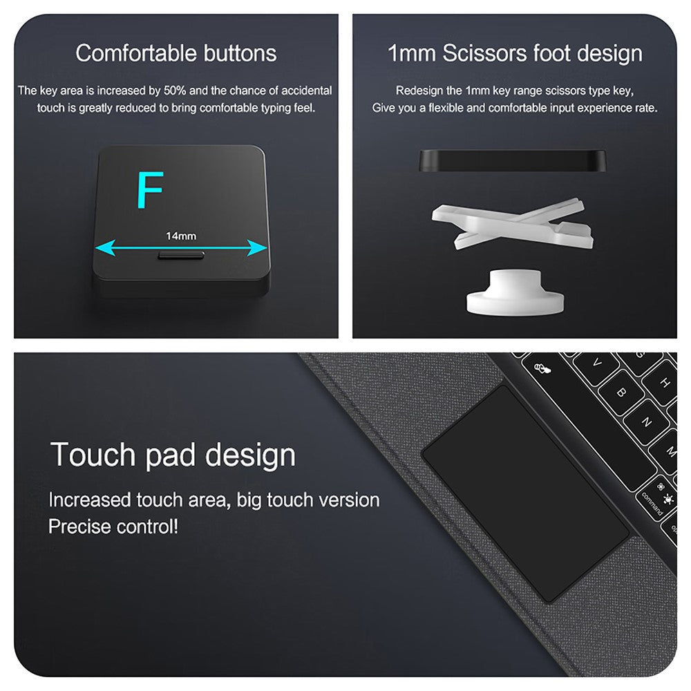 Til Oppo Pad 6 Læderetui + Bluetooth-kompatibelt Tastatur med Baggrundsbelyst Trackpad