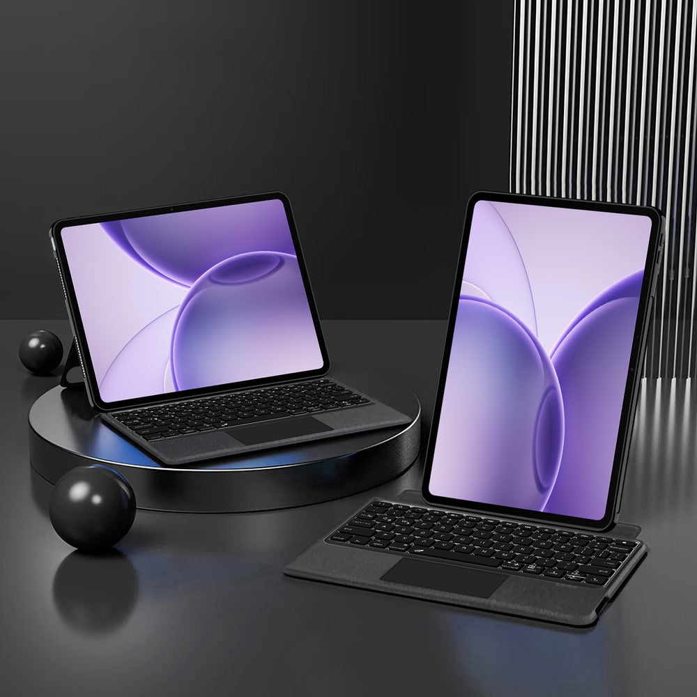 Til Oppo Pad 6 Læderetui + Bluetooth-kompatibelt Tastatur med Baggrundsbelyst Trackpad