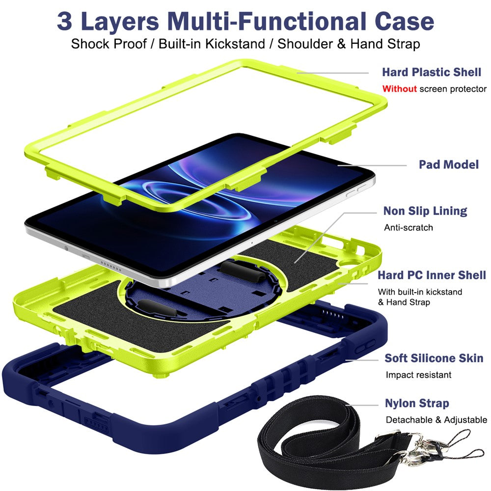 For Xiaomi Redmi Pad 2 SE / Pad 2 9.7 Case Silicone + PC Kickstand Tablet Cover with Shoulder Strap