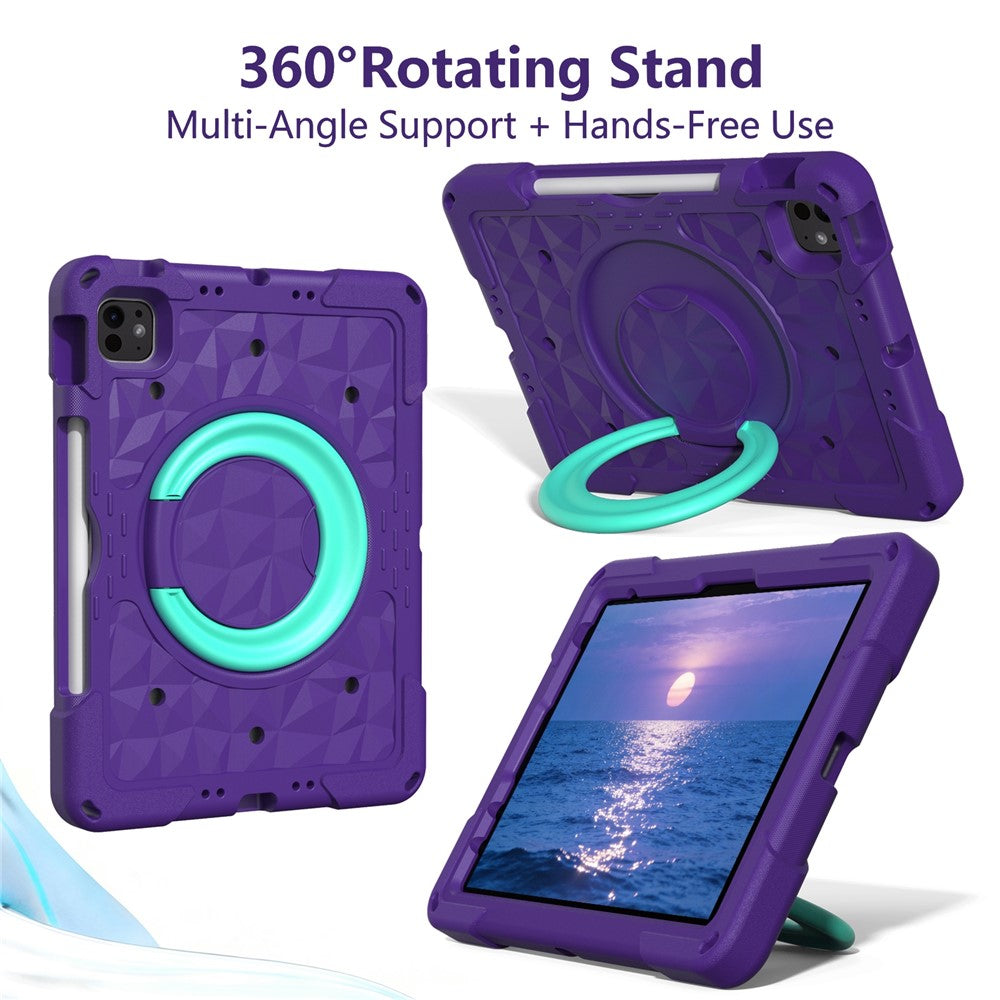 Kickstand Tablet Case For iPad Air 11 (2026) / (2025) / (2024) / iPad Pro 11 (2025) / (2024) / (2022) / (2021) / (2020) / (2018) / iPad Air (2022) / (2020) / iPad (2025) / iPad 10.9 (2022) PC + EVA Cover with Shoulder Strap