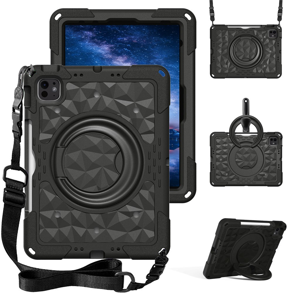 Kickstand Tablet Case For iPad Air 11 (2026) / (2025) / (2024) / iPad Pro 11 (2025) / (2024) / (2022) / (2021) / (2020) / (2018) / iPad Air (2022) / (2020) / iPad (2025) / iPad 10.9 (2022) PC + EVA Cover with Shoulder Strap