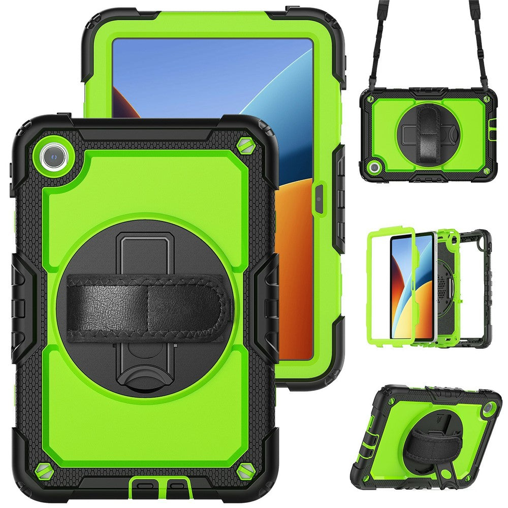 For Xiaomi Redmi Pad 2 9.7 Case Hand Strap Kickstand PC + Silicone Tablet Cover with PET Film and Shoulder Strap