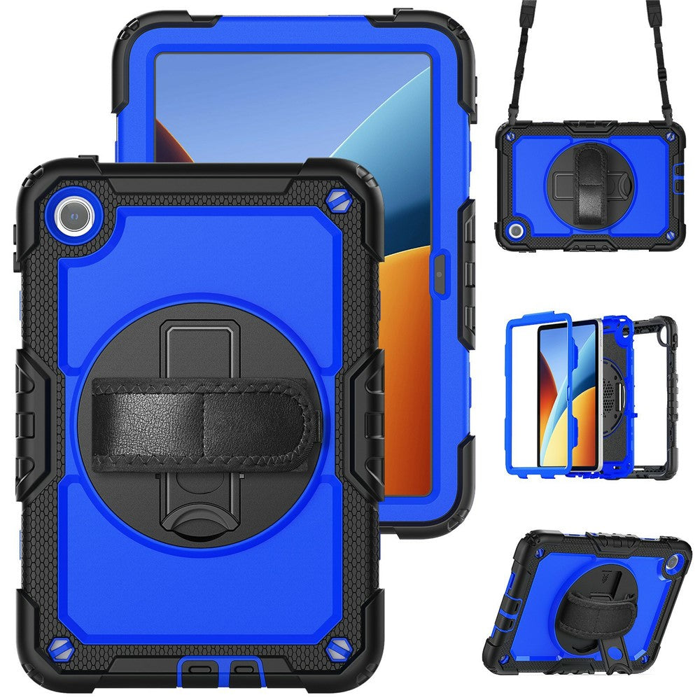 For Xiaomi Redmi Pad 2 9.7 Case Hand Strap Kickstand PC + Silicone Tablet Cover with PET Film and Shoulder Strap