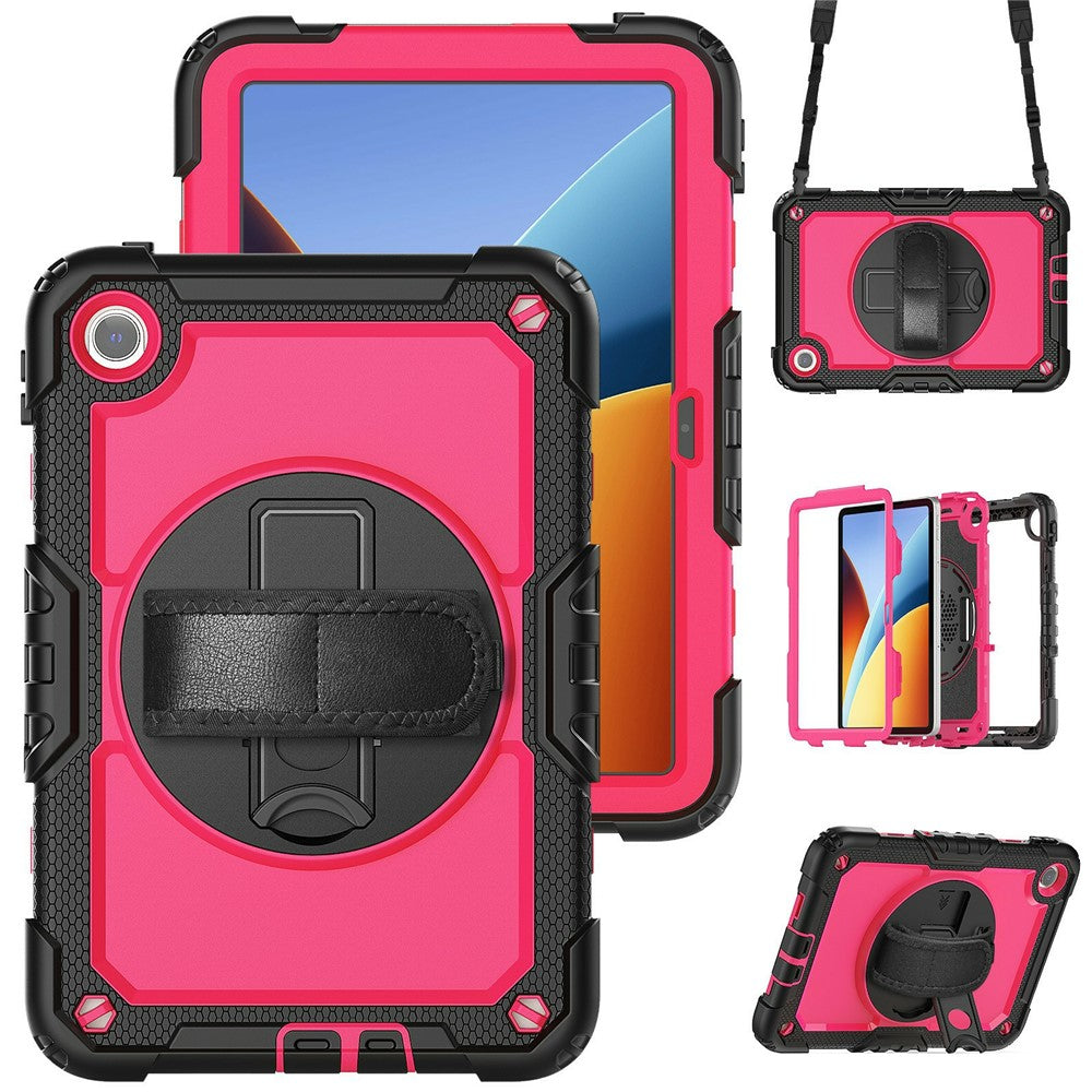 For Xiaomi Redmi Pad 2 9.7 Case Hand Strap Kickstand PC + Silicone Tablet Cover with PET Film and Shoulder Strap