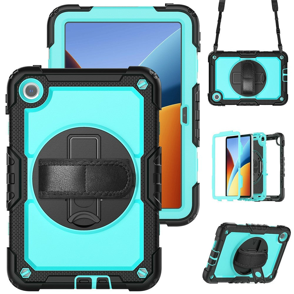 For Xiaomi Redmi Pad 2 9.7 Case Hand Strap Kickstand PC + Silicone Tablet Cover with PET Film and Shoulder Strap