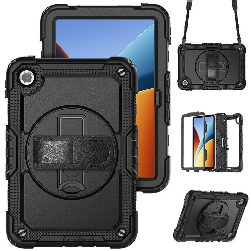 For Xiaomi Redmi Pad 2 9.7 Case Hand Strap Kickstand PC + Silicone Tablet Cover with PET Film and Shoulder Strap