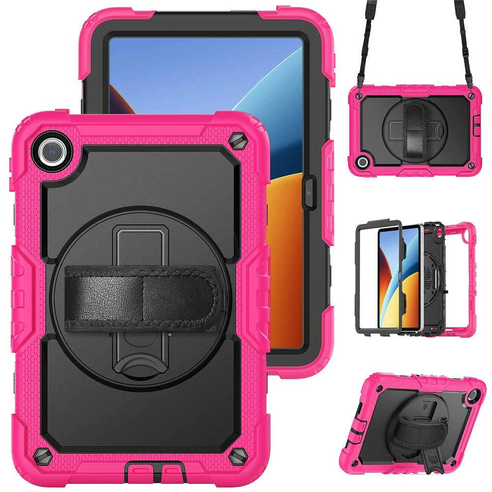 For Xiaomi Redmi Pad 2 9.7 Case Hand Strap Kickstand PC + Silicone Tablet Cover with PET Film and Shoulder Strap