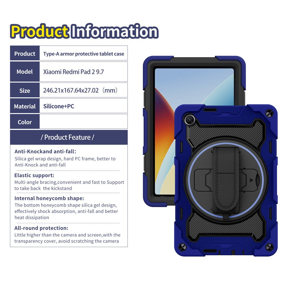 For Xiaomi Redmi Pad 2 9.7 Case Kickstand Hand Strap PC + Silicone Tablet Cover