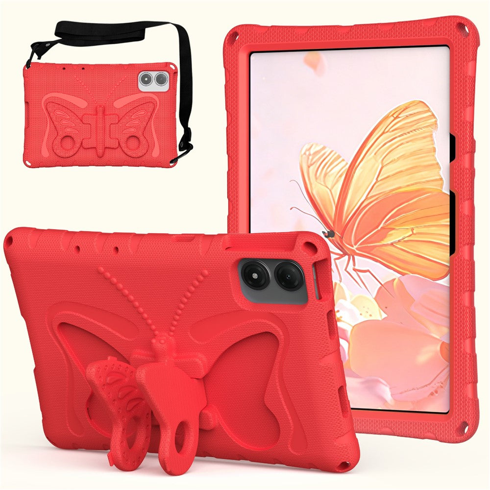 Surfplattaskal för Lenovo Idea Tab Plus / Xiaomi Redmi Pad 2 Pro / Pad Pro / Pad Pro 5G / Poco Pad 4G / Pad M1 / Honor Pad 20 / Pad V8 Pro / Pad 10, Fjärilsstöd EVA-skal med axelrem