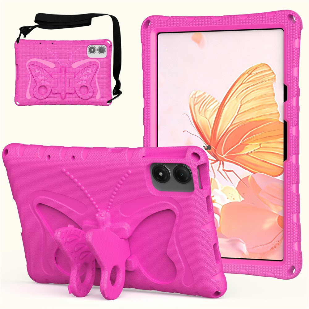 Tablet Case For Lenovo Idea Tab Plus / Xiaomi Redmi Pad 2 Pro / Pad Pro / Pad Pro 5G / Poco Pad 4G / Pad M1 / Honor Pad 20 / Pad V8 Pro / Pad 10 , Butterfly Kickstand EVA Cover with Shoulder Strap