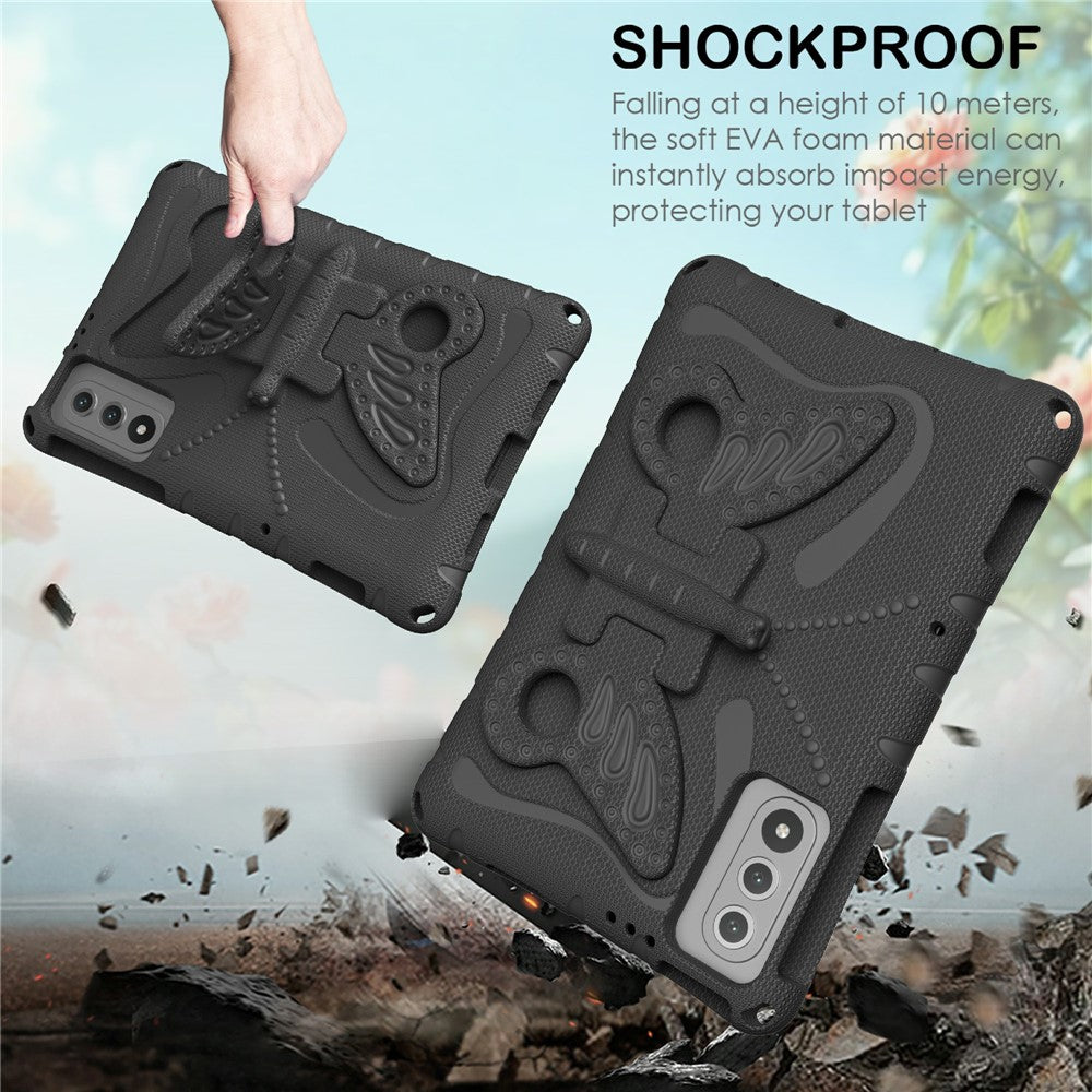 For Lenovo Yoga Tab 11.1 / TECNO Megapad SE Case Butterfly Kickstand EVA Tablet Cover with Shoulder Strap