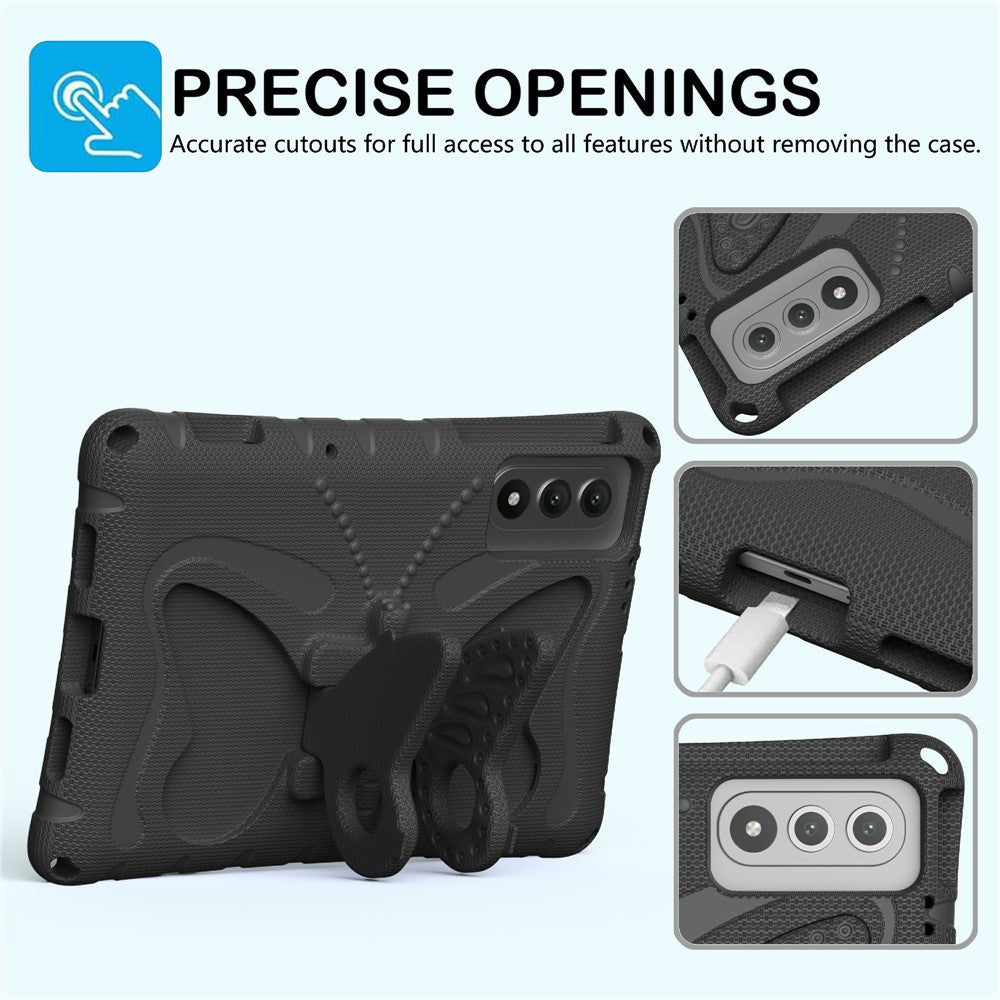 For Lenovo Yoga Tab 11.1 / TECNO Megapad SE Case Butterfly Kickstand EVA Tablet Cover with Shoulder Strap