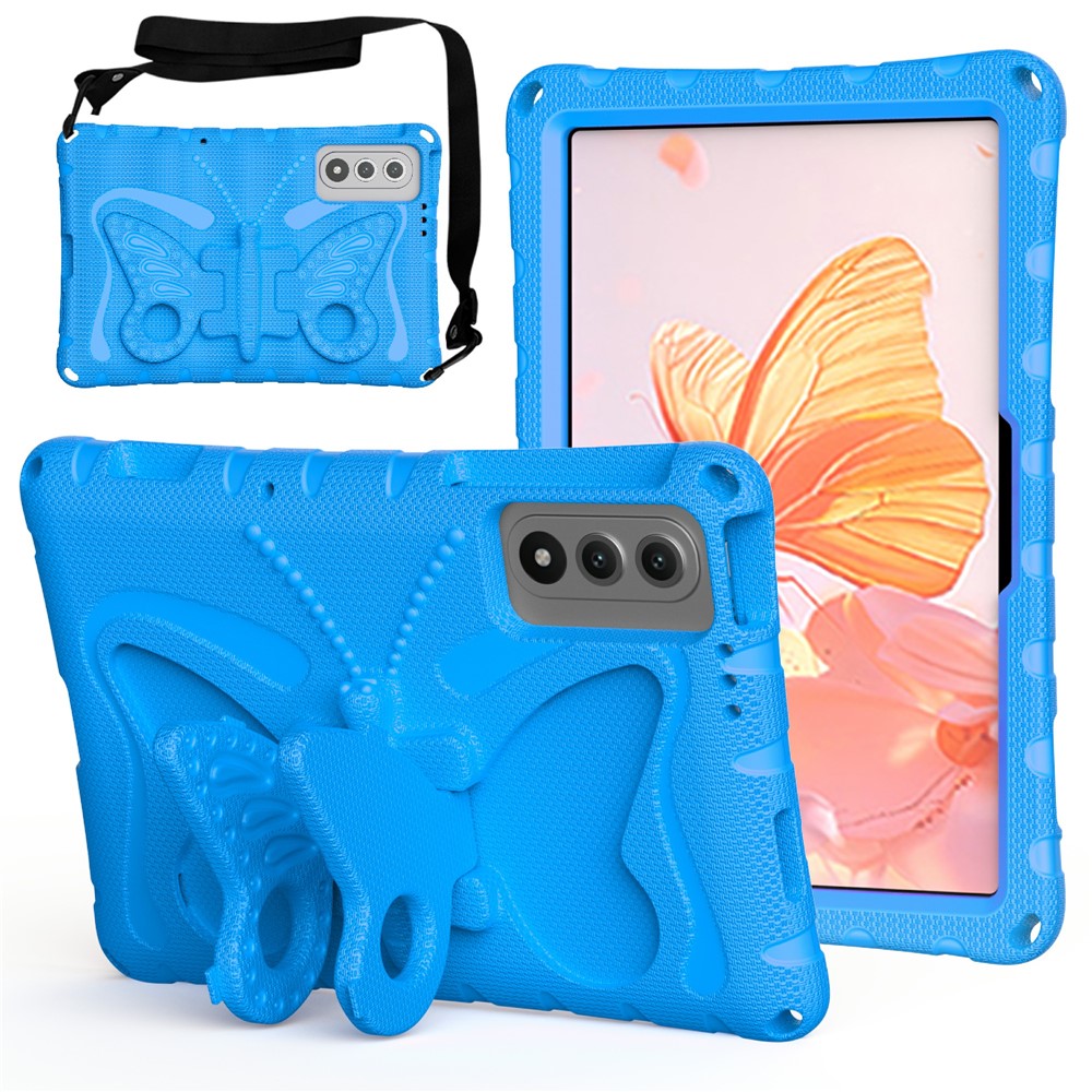 For Lenovo Yoga Tab 11.1 / TECNO Megapad SE Case Butterfly Kickstand EVA Tablet Cover with Shoulder Strap